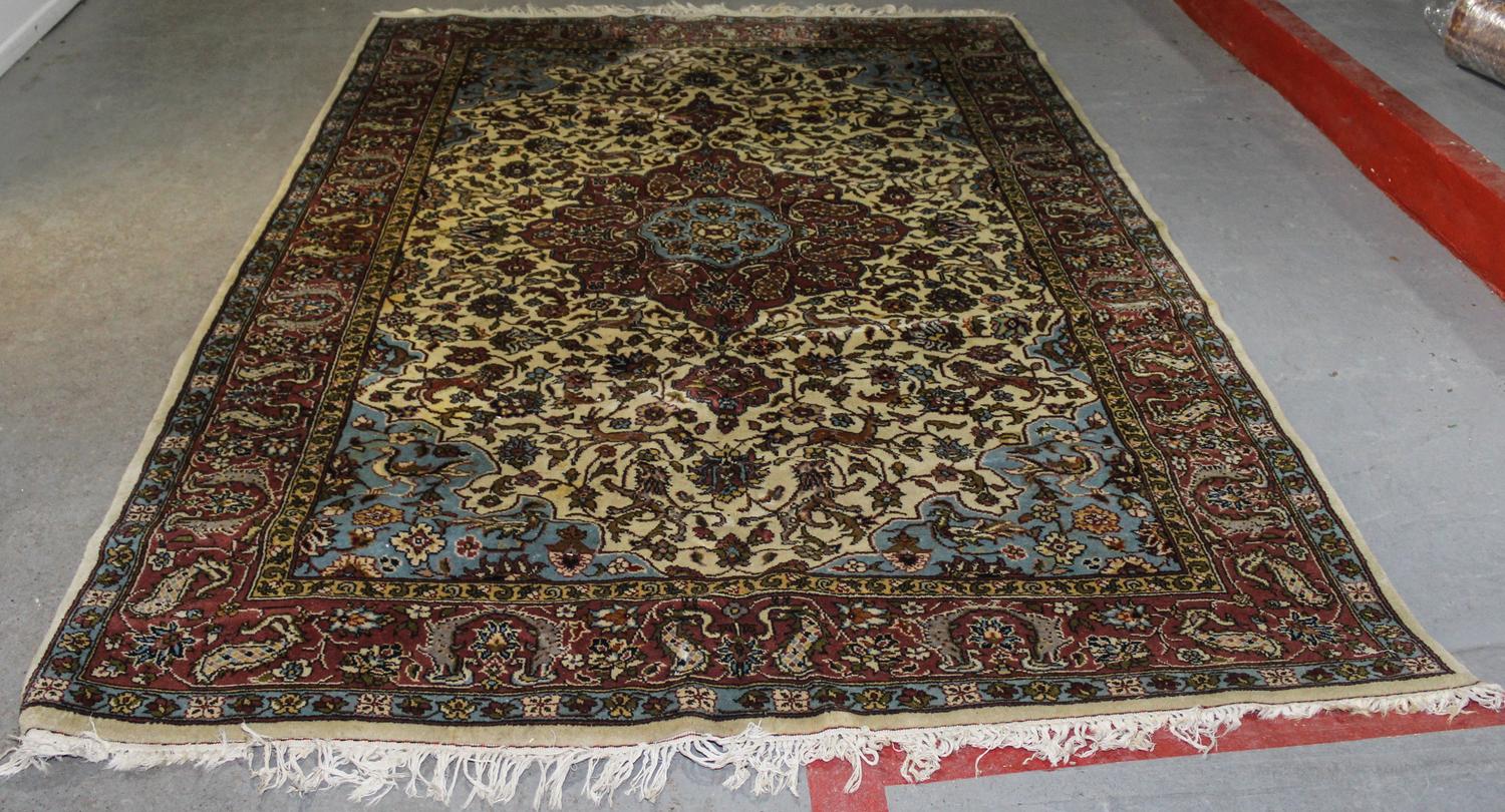 Two Persian Style Wool Area Rugs Larger: 9 feet 7 inches x 6 feet 7 inches.