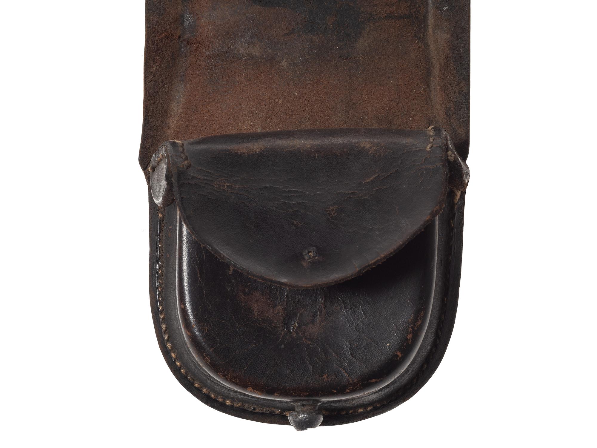 [CIVIL WAR]. Confederate cap pouch with carved initials.
