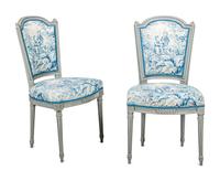 A Pair of Louis XVI Grey-Painted Chaises
