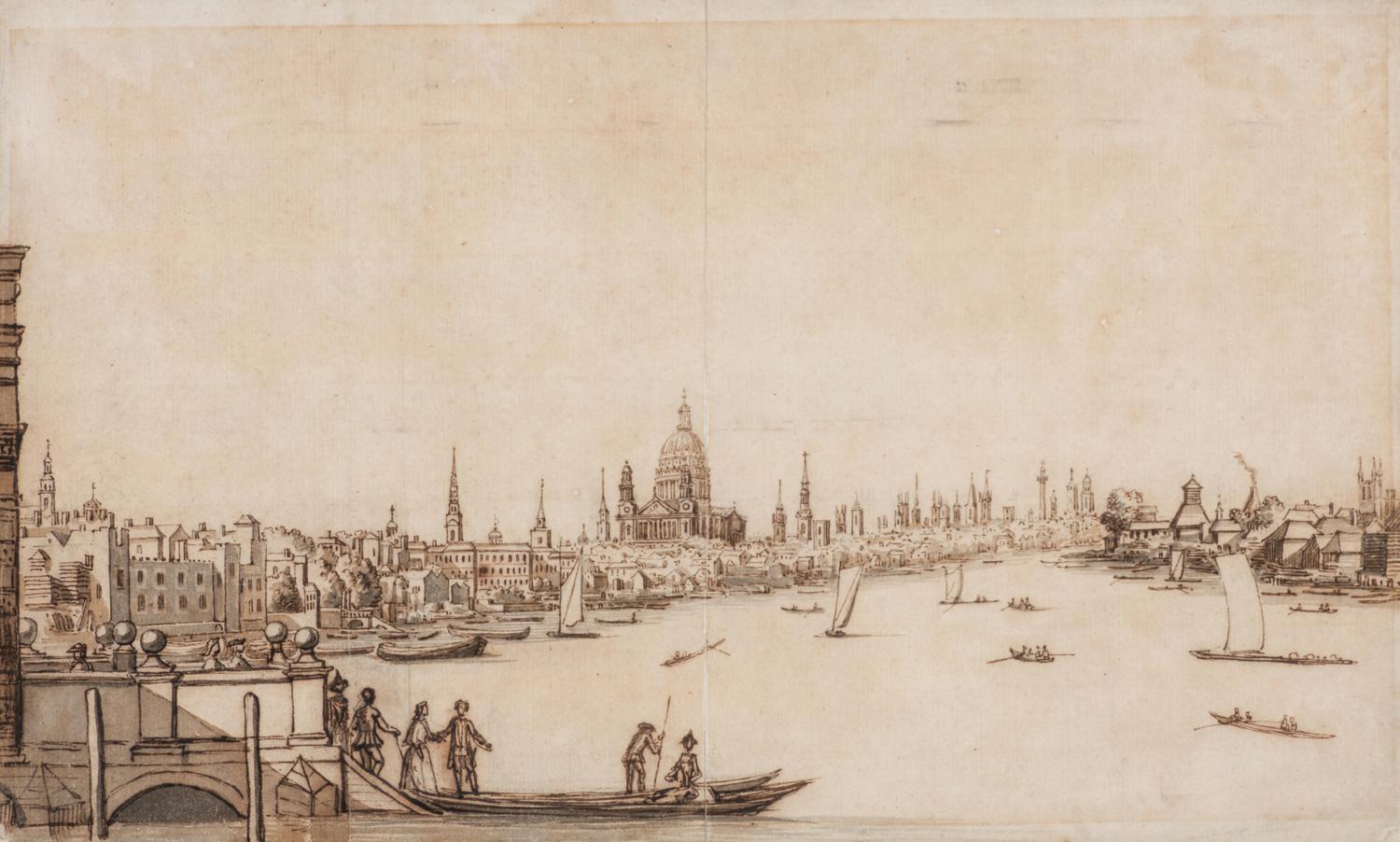 A View of the Thames with the Salisbury Stairs in the Foreground, the Savoy Palace Beyond, and St. Paul's in the Distance
