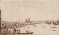 A View of the Thames with the Salisbury Stairs in the Foreground, the Savoy Palace Beyond, and St. Paul's in the Distance
