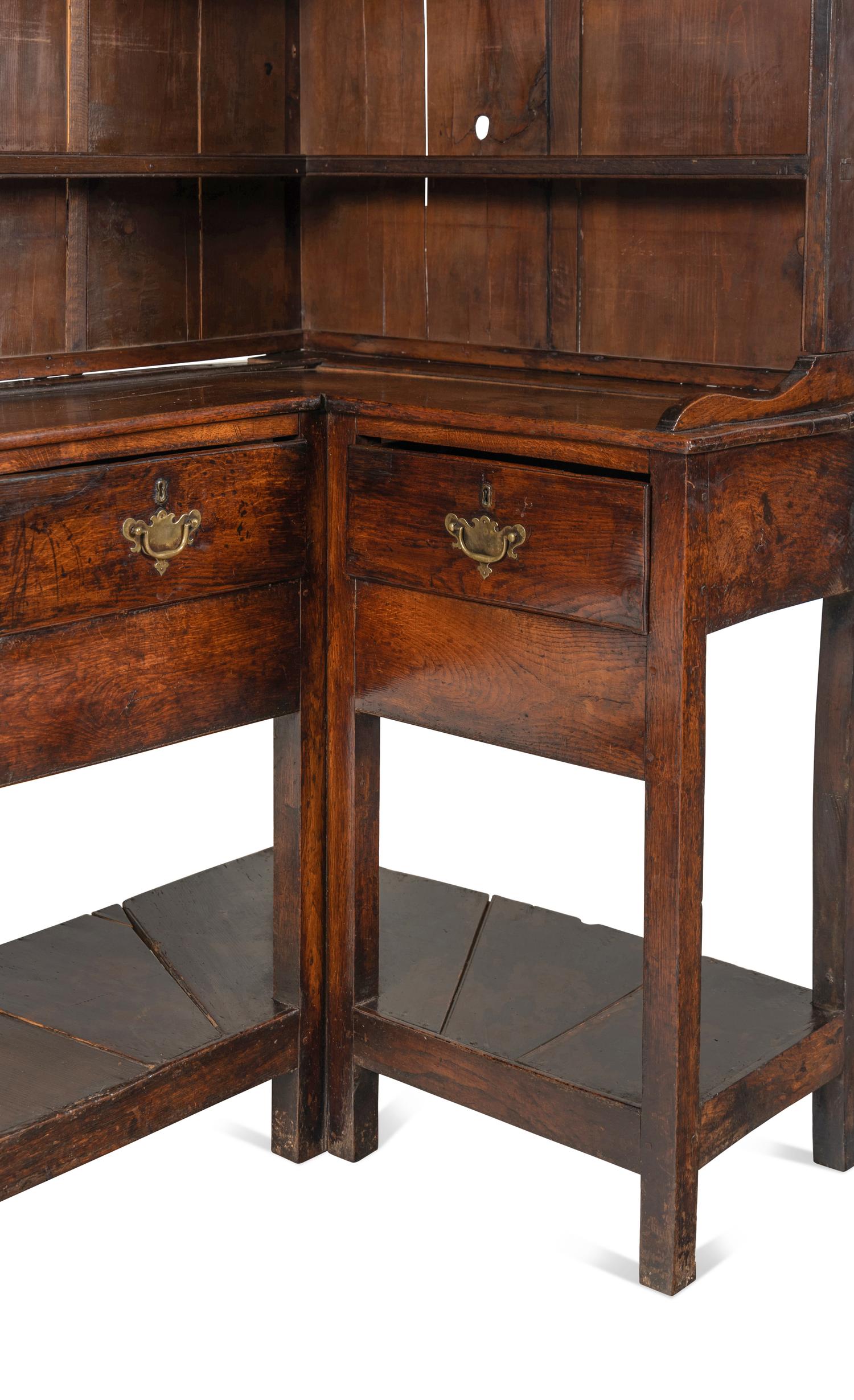 An Unusual English Oak Corner Welsh Dresser