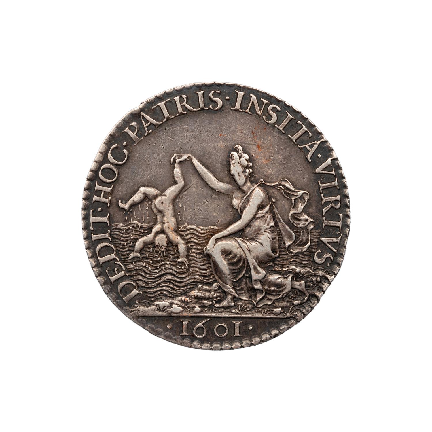 [EXONUMIA][FRANCE] A 1601 Silver Medallion Commemorating the Birth of the Dauphin, and later King Louis XIII (35 mm, 17.0 g)