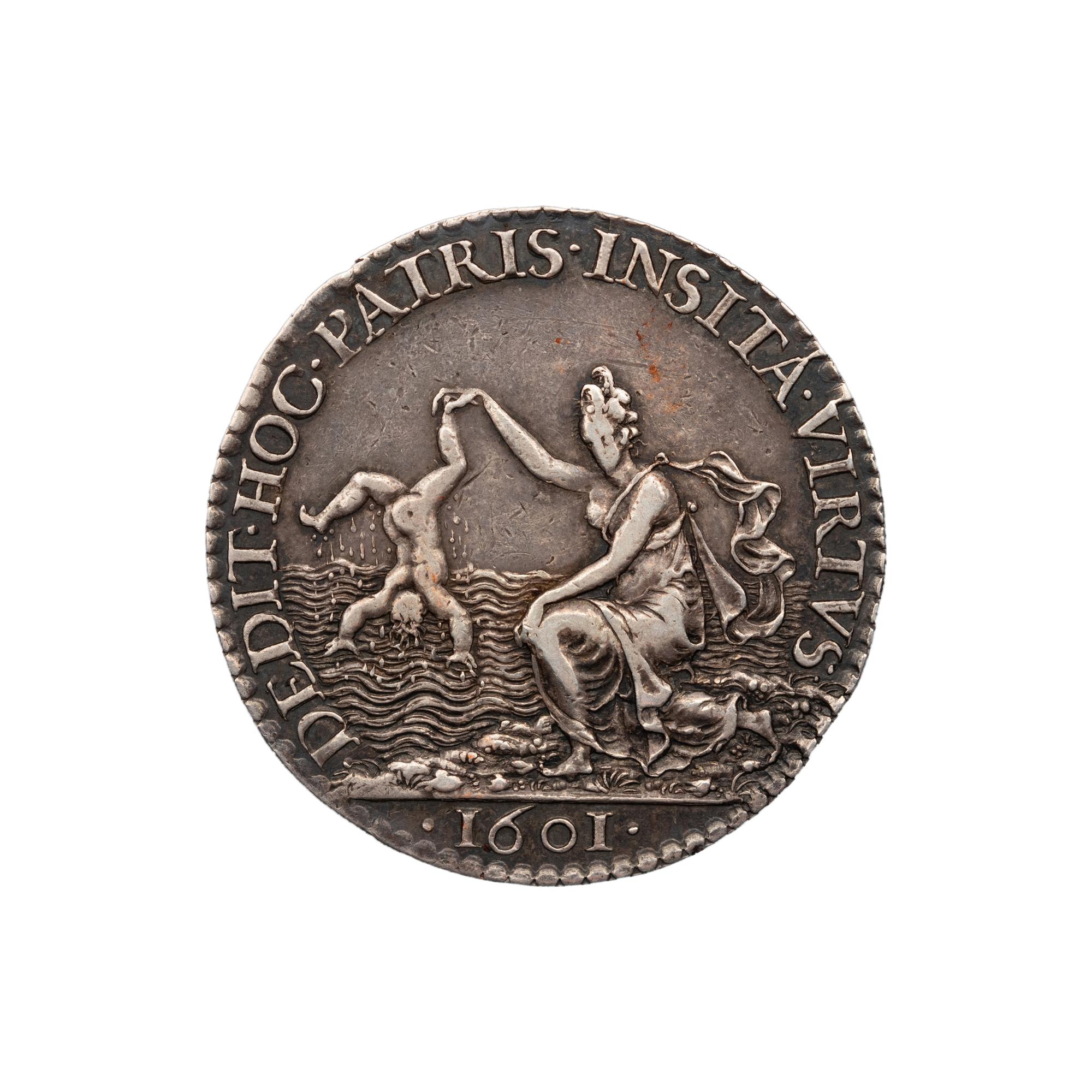 [EXONUMIA][FRANCE] A 1601 Silver Medallion Commemorating the Birth of the Dauphin, and later King Louis XIII (35 mm, 17.0 g)