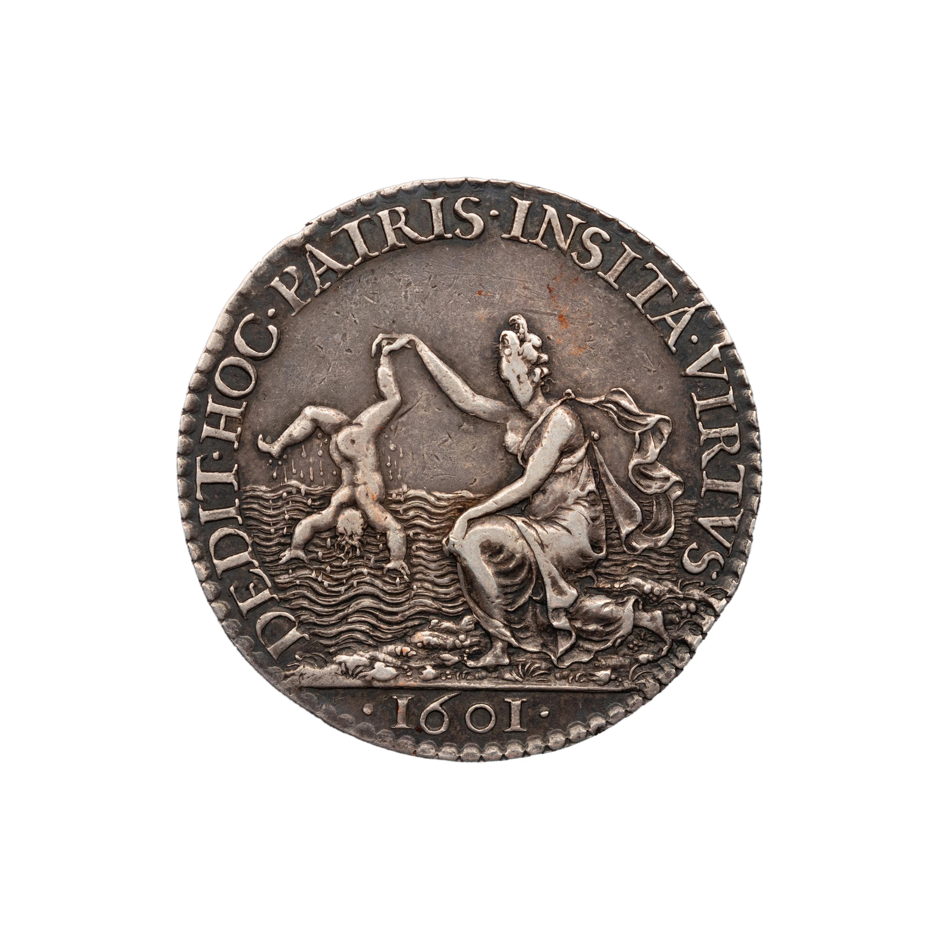 [EXONUMIA][FRANCE] A 1601 Silver Medallion Commemorating the Birth of the Dauphin, and later King Louis XIII (35 mm, 17.0 g)