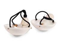 A Pair of Contemporary Alabaster Pendant Fixtures