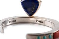 Silver and Mosaic Inlay Bracelet, with 14K Gold Accents