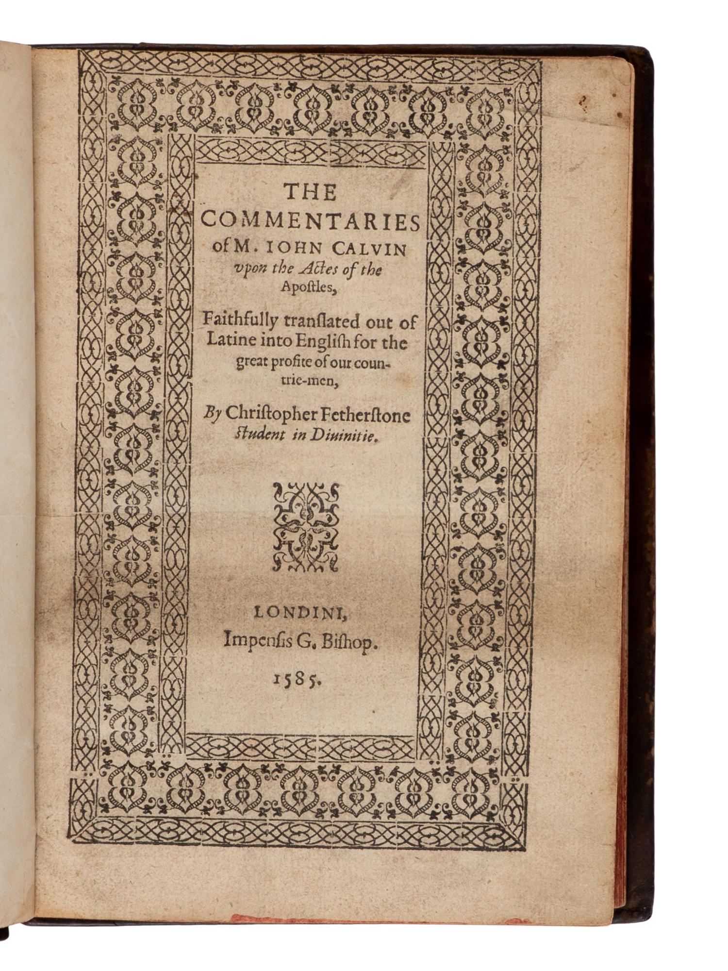 [Religion] Calvin, John. The Commentaries...upon the Actes of the Apostles...