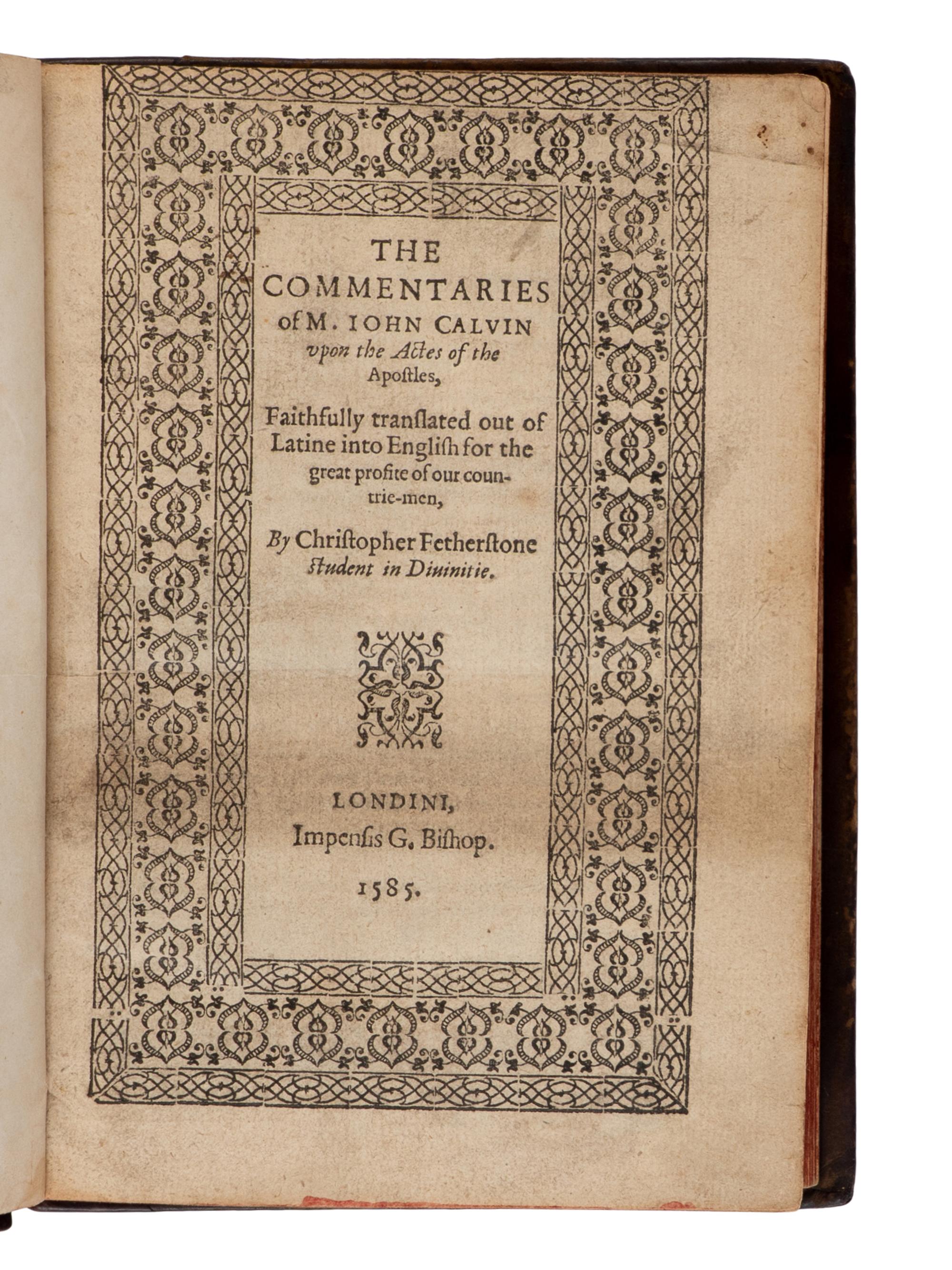 [Religion] Calvin, John. The Commentaries...upon the Actes of the Apostles...