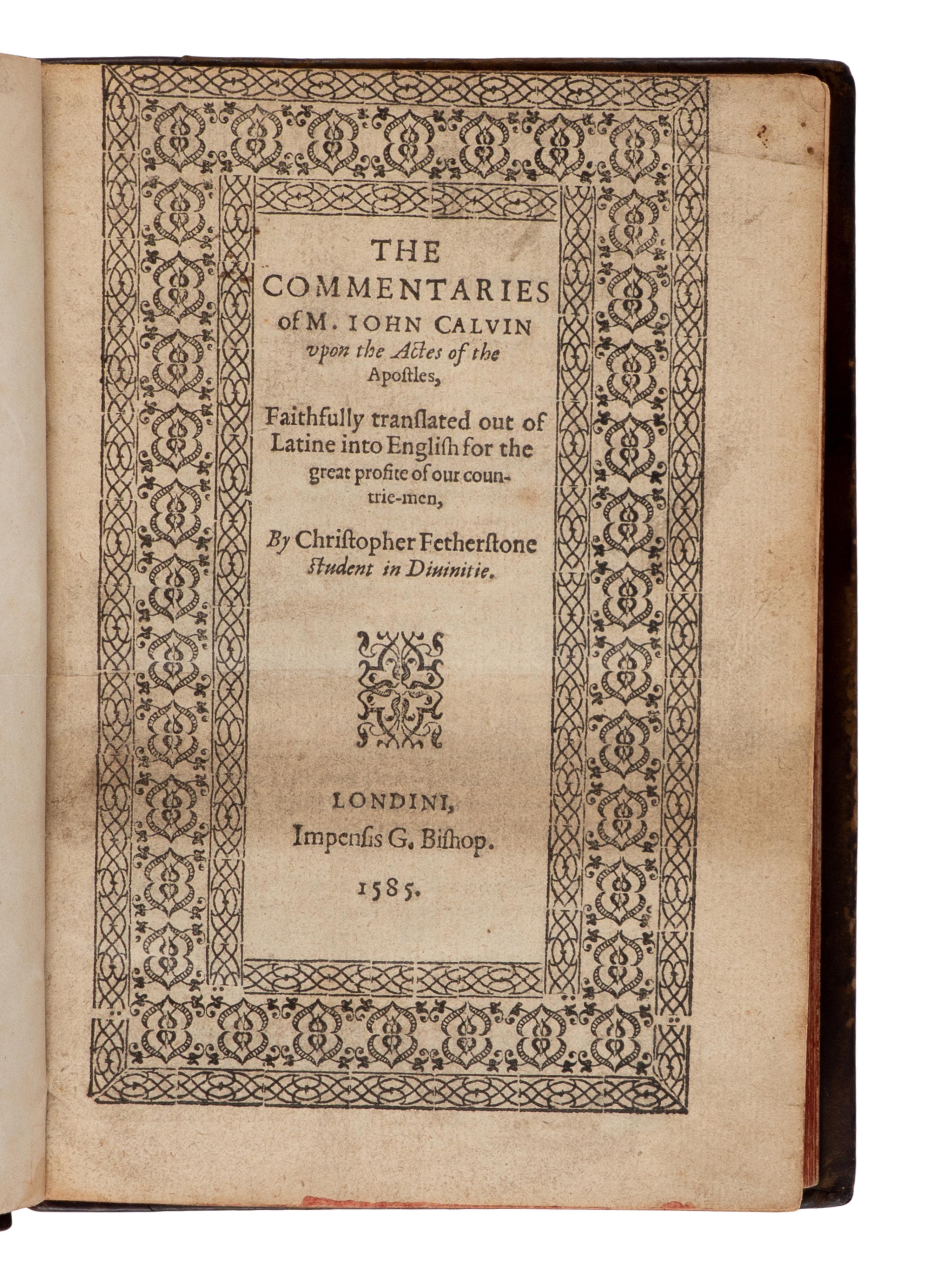 [Religion] Calvin, John. The Commentaries...upon the Actes of the Apostles...