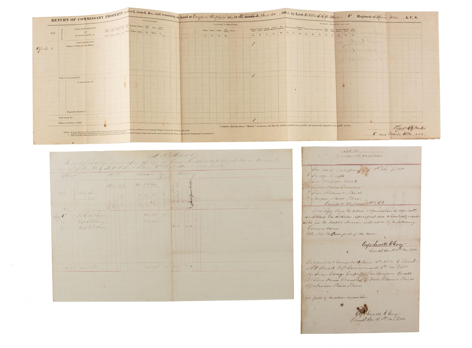 [CIVIL WAR]. A group of 11 Civil War documents from Maine, Pennsylvania, and Ohio.