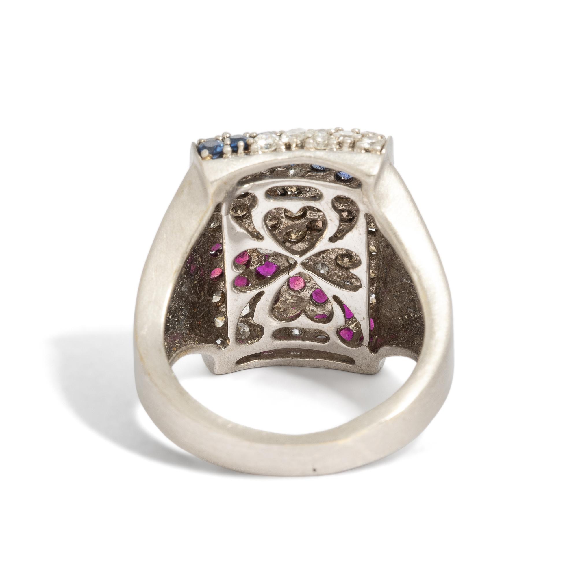 WHITE GOLD AND MULTIGEM RING
