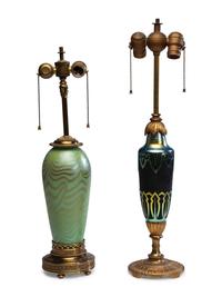 Two Iridescent Art Glass Vases