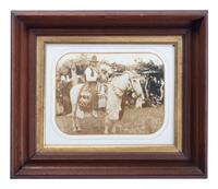 [NATIVE AMERICANS]. Outdoor view of a Native American man and child on horseback.