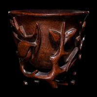 A Carved Huanghuali 'Peaches' Libation Cup