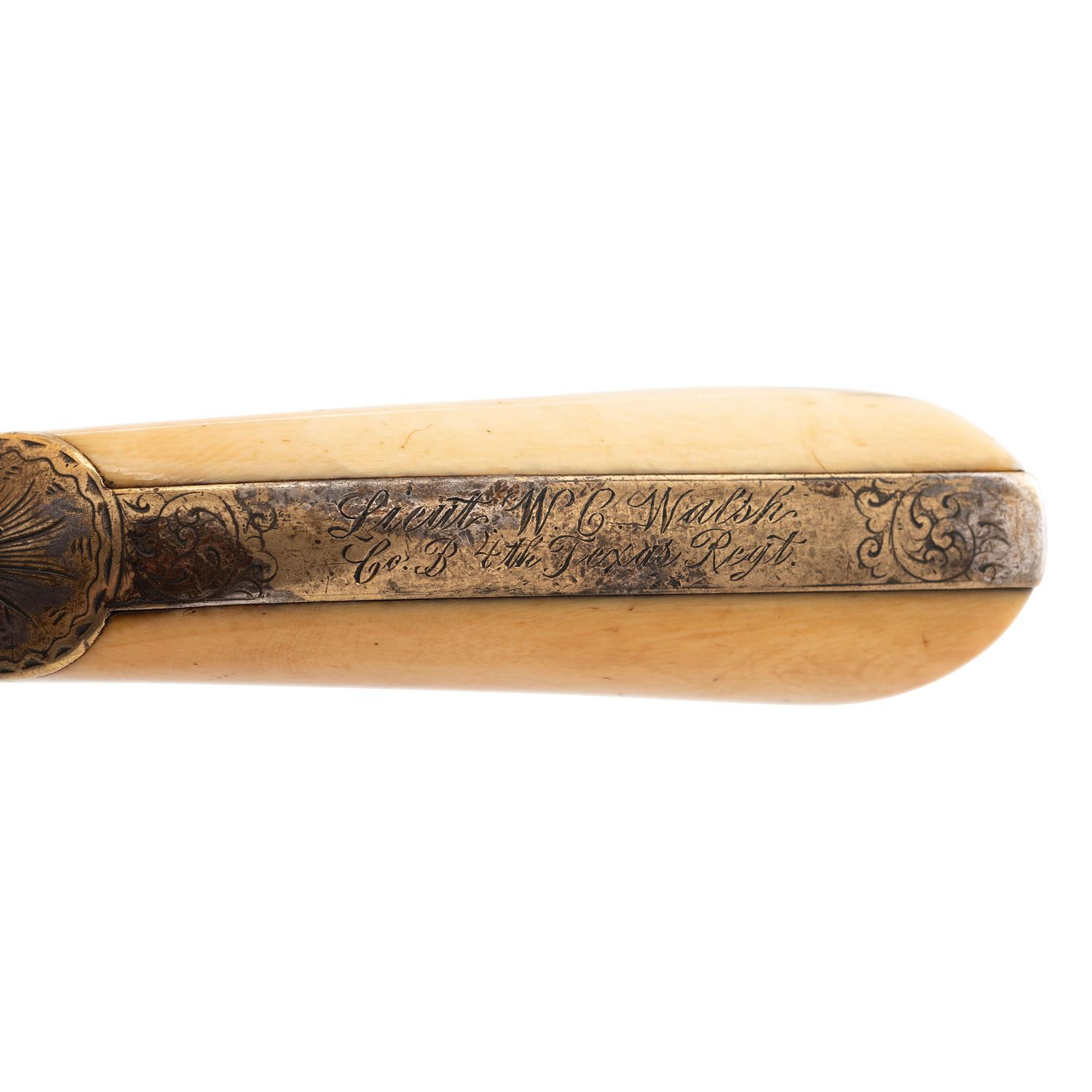 Factory Engraved and Ivory Gripped Colt Model 1849 Pocket Cartridge Conversion Inscribed to W.C. Walsh - 4th Texas Infantry CSA