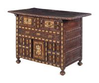 A Spanish Baroque Carved and Painted Walnut Chest