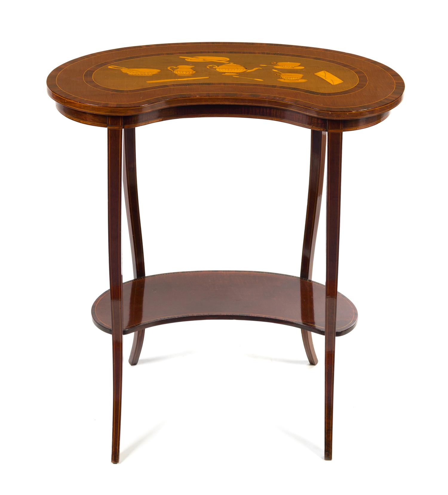 A Continental Marquetry Table Height 27 1/8 x width 27 x depth 16 inches. — LATE 19TH/EARLY 20TH CENTURY