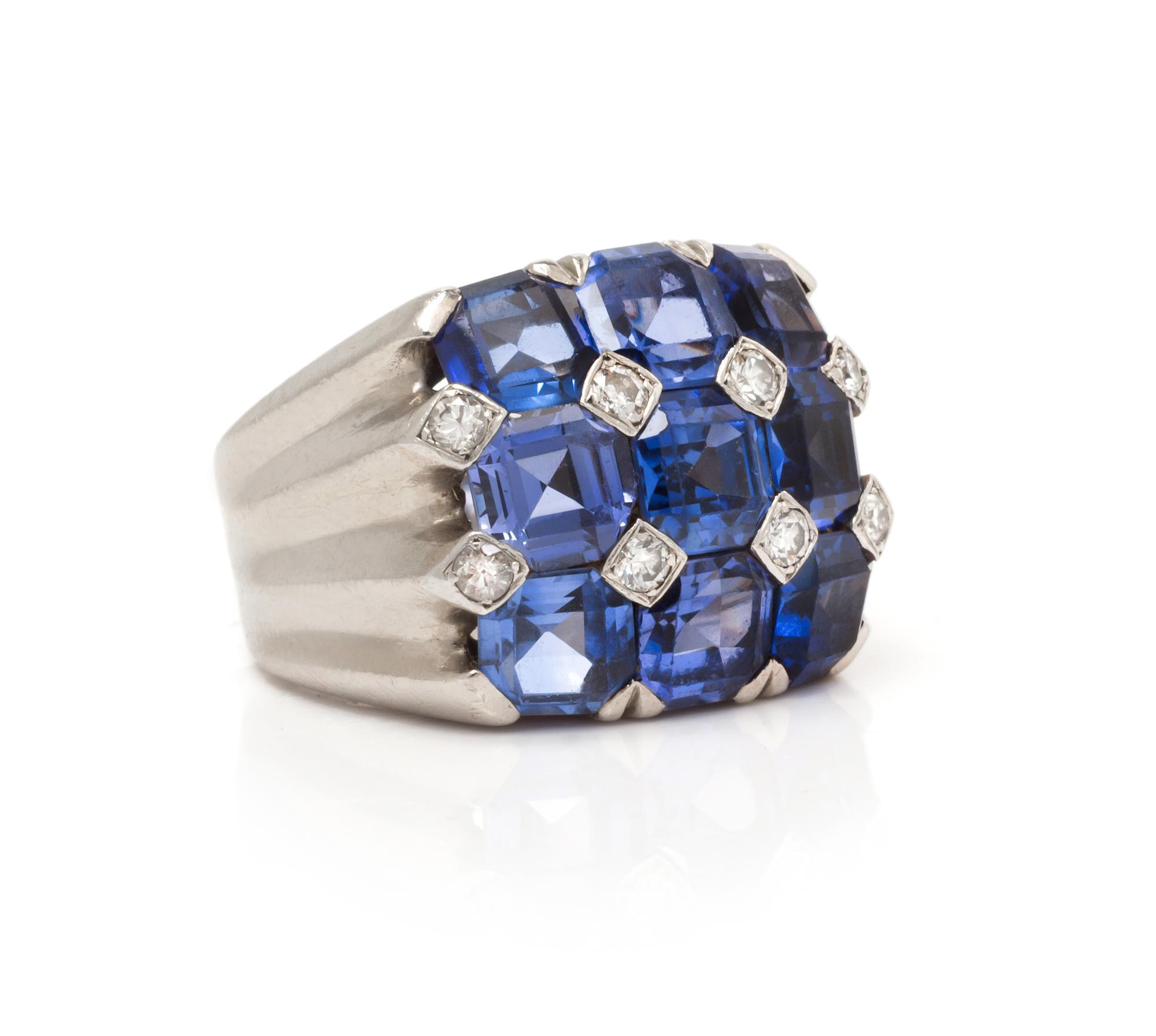 A Platinum, Sapphire and Diamond Demi Parure, 22.10 dwts.
