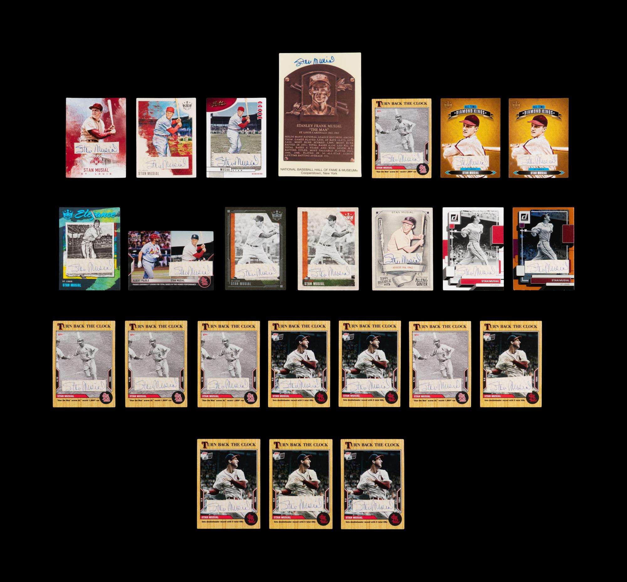A Collection of 30 Stan Musial Signed Autograph Items