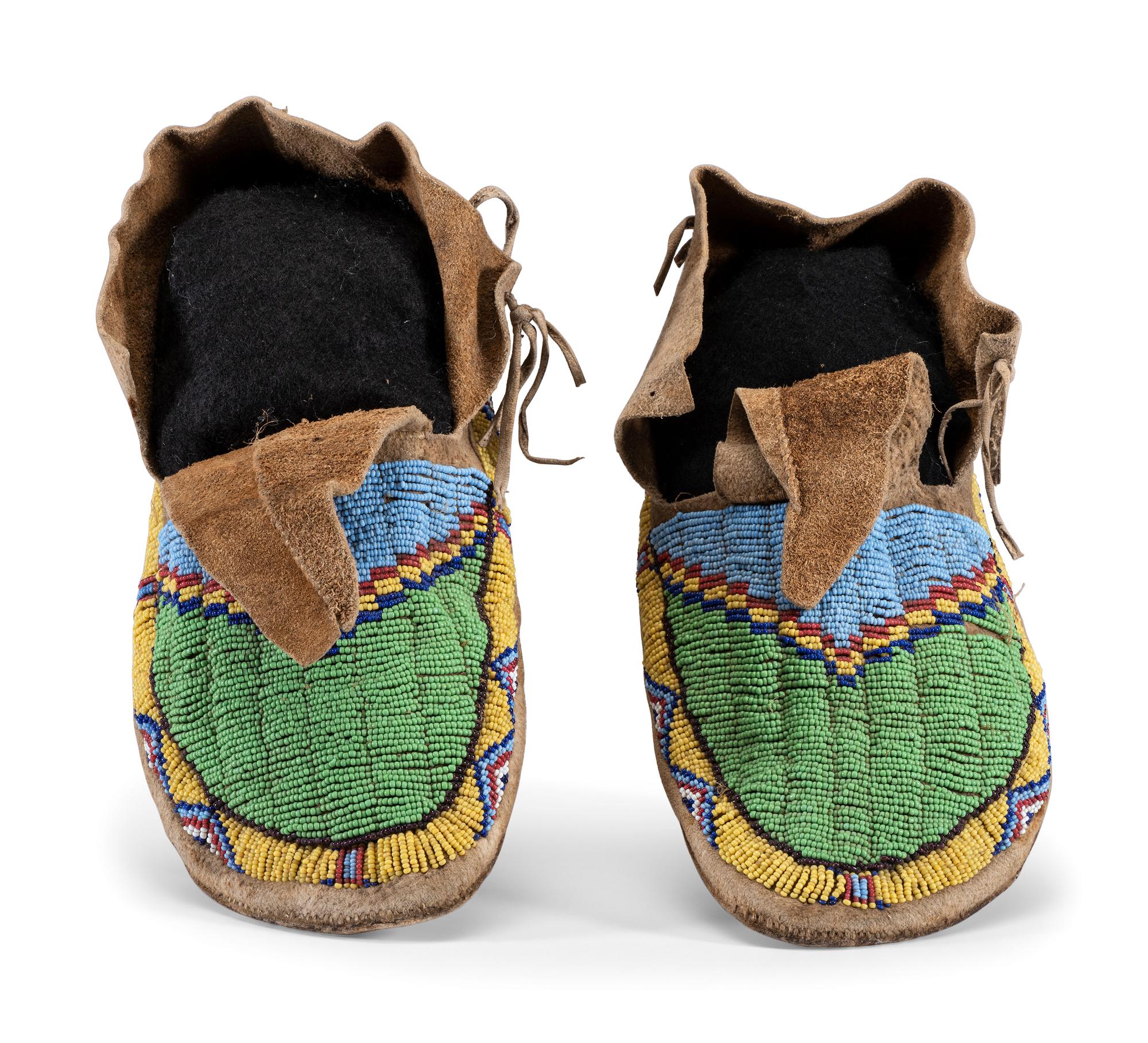 Sioux Beaded Buffalo Hide Moccasins