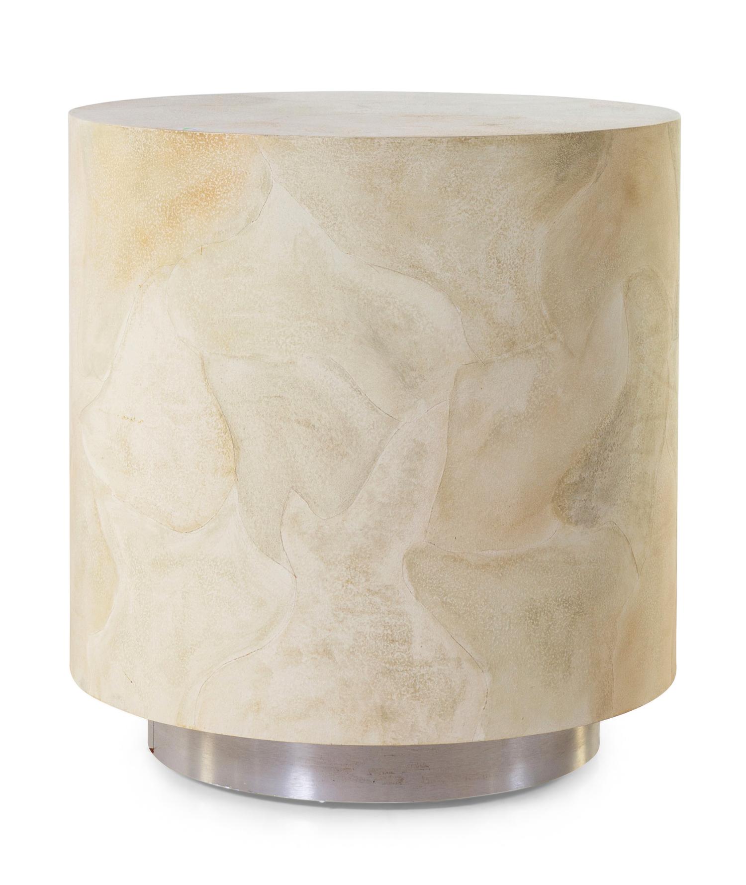 A Parchment Veneered End Table