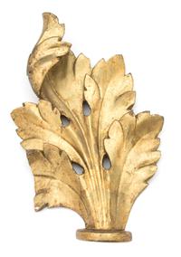 An Italian Giltwood Foliate Ornament Height 13 x width 9 inches. — 19TH CENTURY