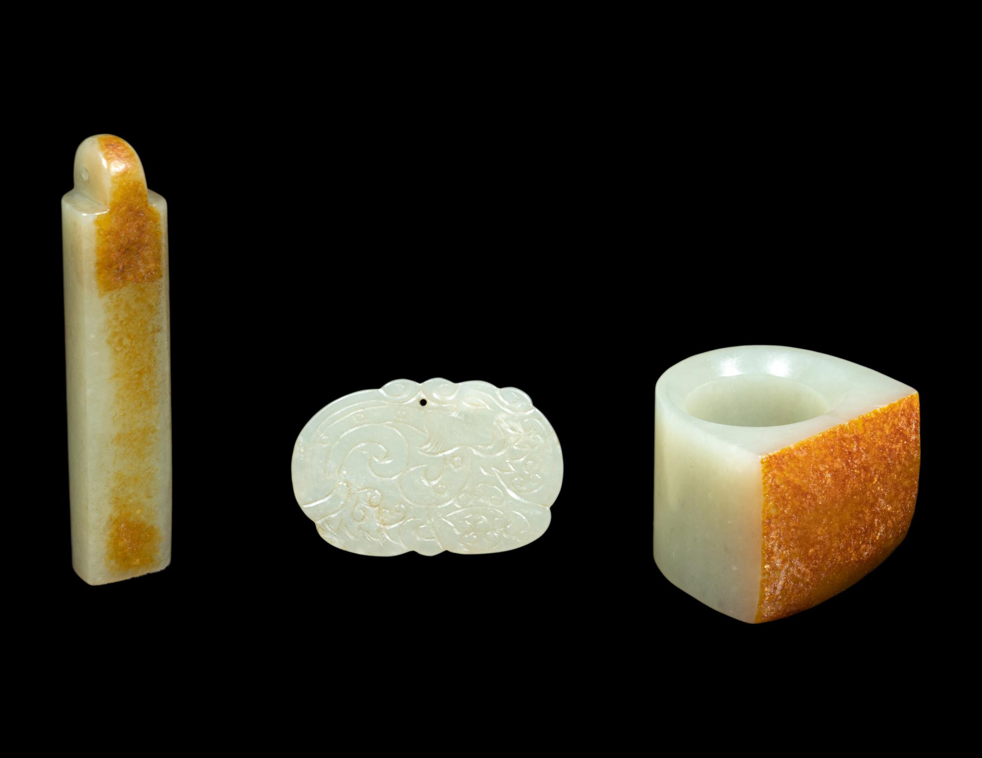Three Chinese Celadon Jade Articles