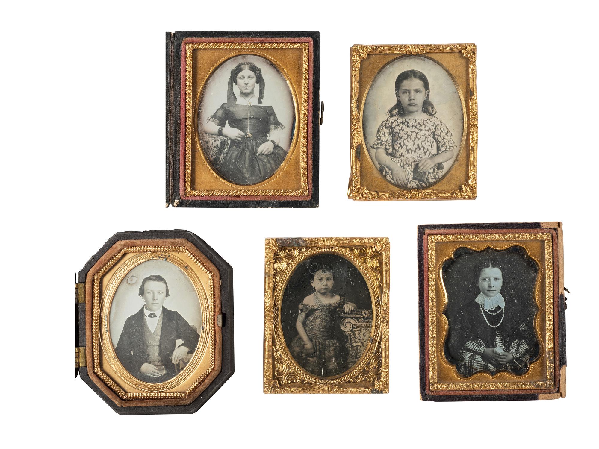 [EARLY PHOTOGRAPHY]. 29 quarter plate and ninth plate daguerreotypes of children.