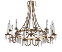 A Neoclassical Style Gilt-Metal and Glass Twelve-Light Chandelier — DAVID IATESTA