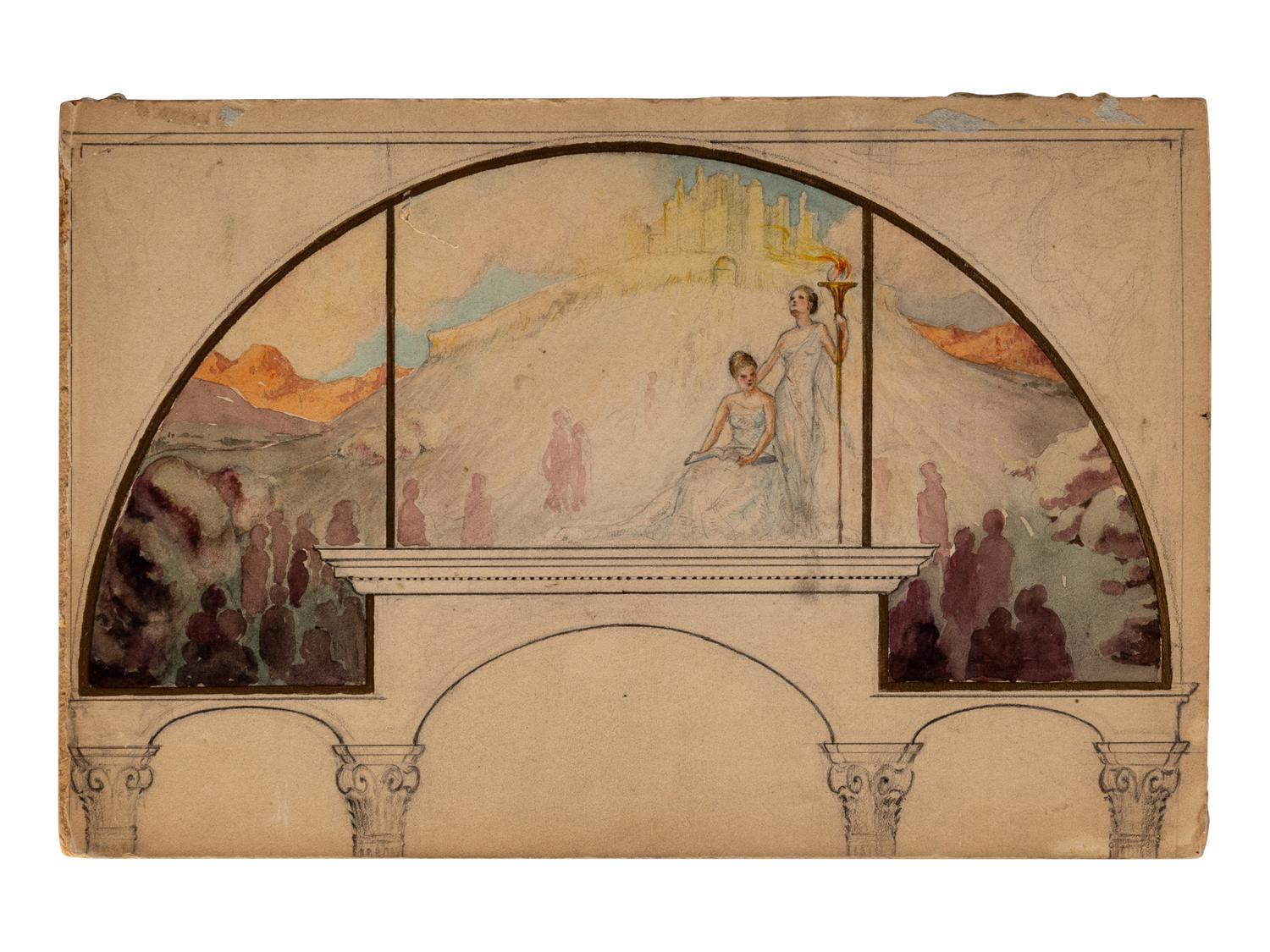 Woman at the Piano and Study for a Mural (a double-sided work)