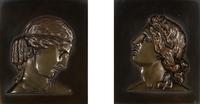 A Pair of Framed Neoclassical Bronze Relief Plaques