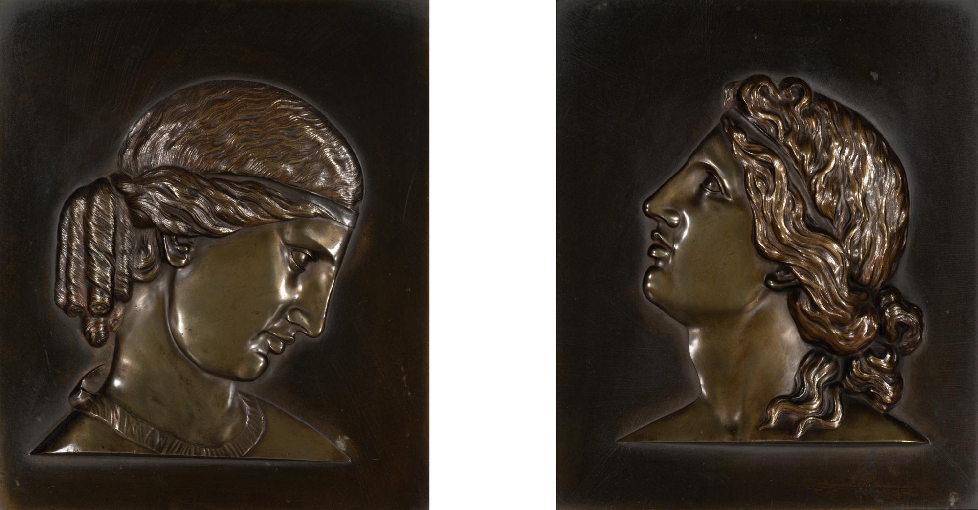 A Pair of Framed Neoclassical Bronze Relief Plaques