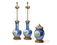 A Chinese porcelain three-piece garniture, 19th century and later