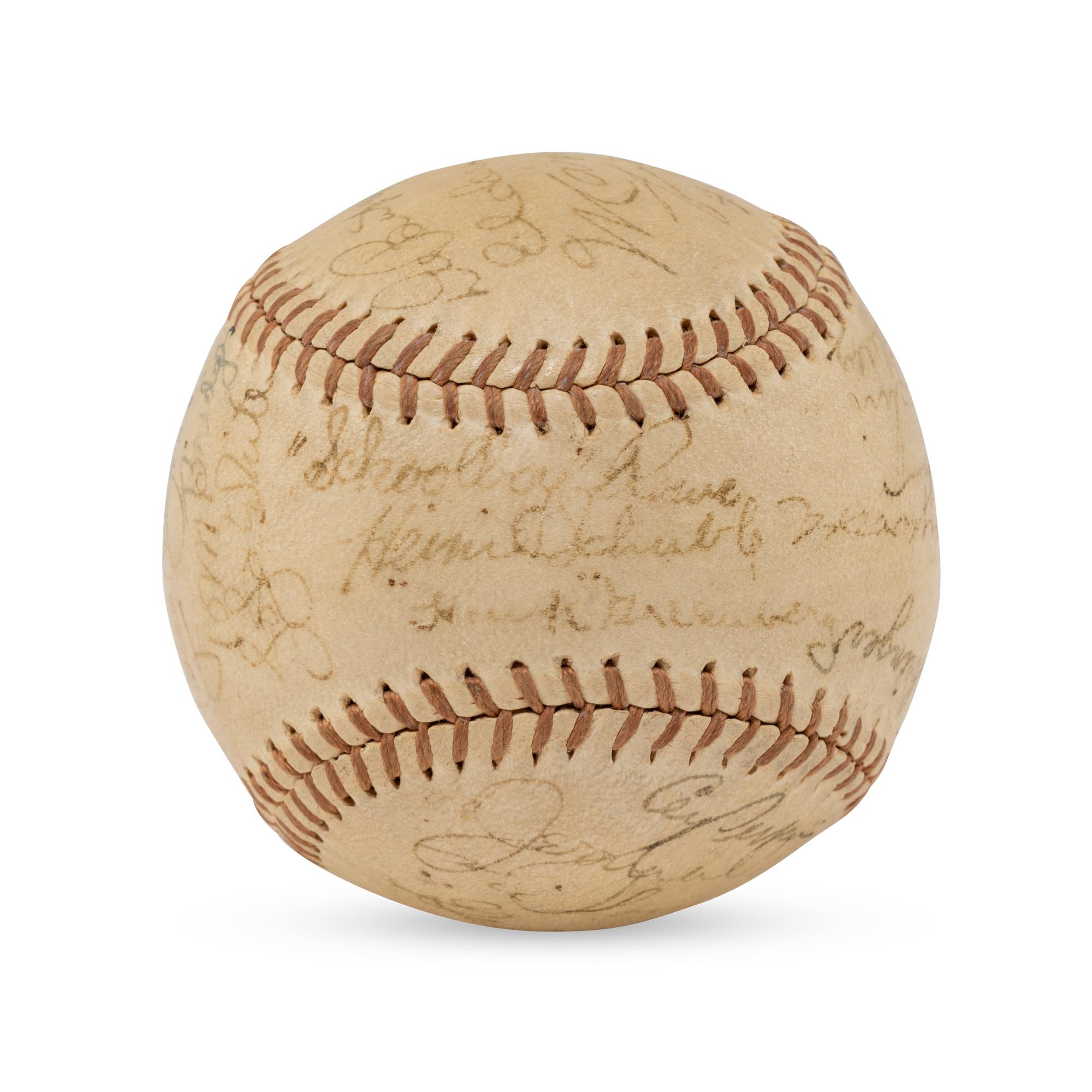 A 1935 World Series Champions Detroit Tigers Team Signed Autograph Baseball Featuring Hank Greenberg, Charles Gehringer, Goose Goslin and Mickey Cochrane (Beckett Authentication Services Letter of Authenticity)