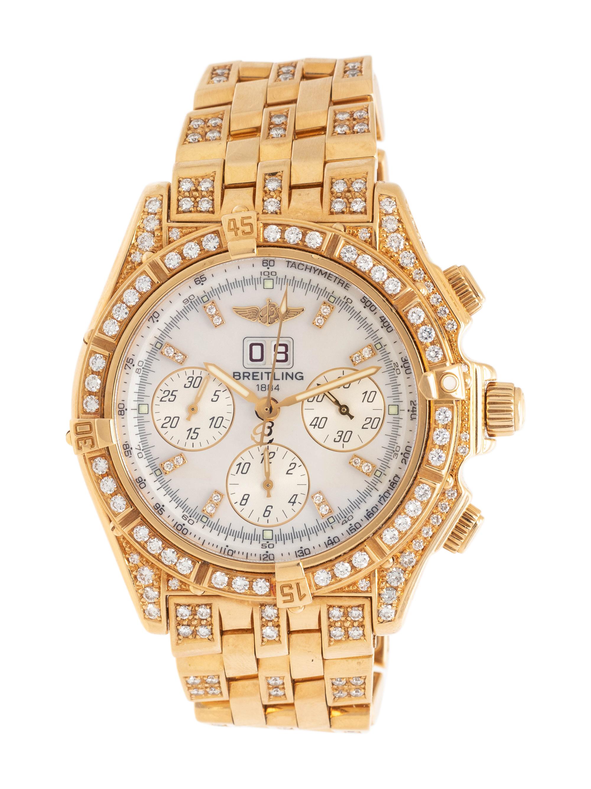 A RARE BREITLING, REF. K44355 18K YELLOW GOLD AND DIAMOND LIMITED EDITION 'CROSS WIND SPECIAL' CHRONOGRAPH WRISTWATCH