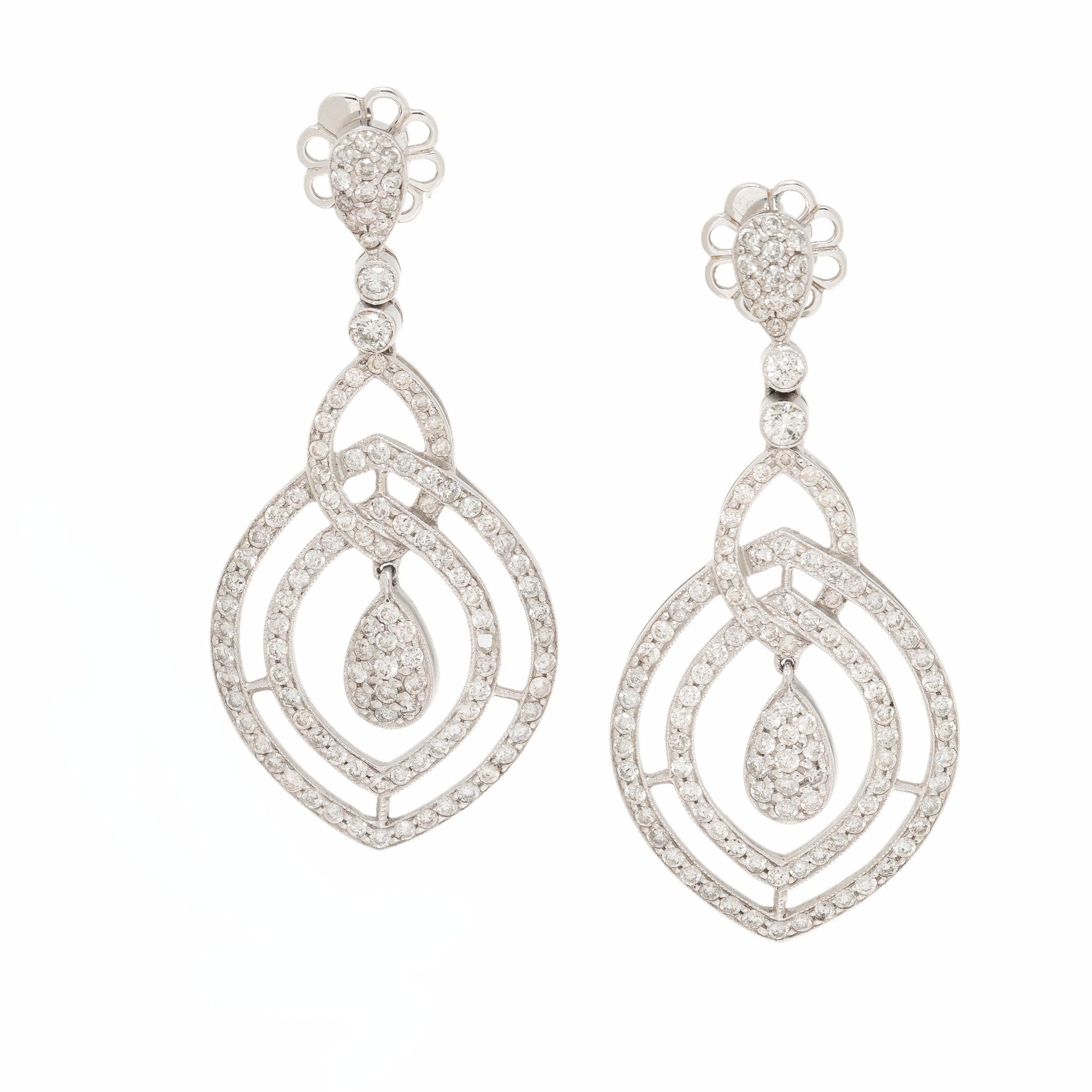 Diamond and White Gold Pendant Earrings