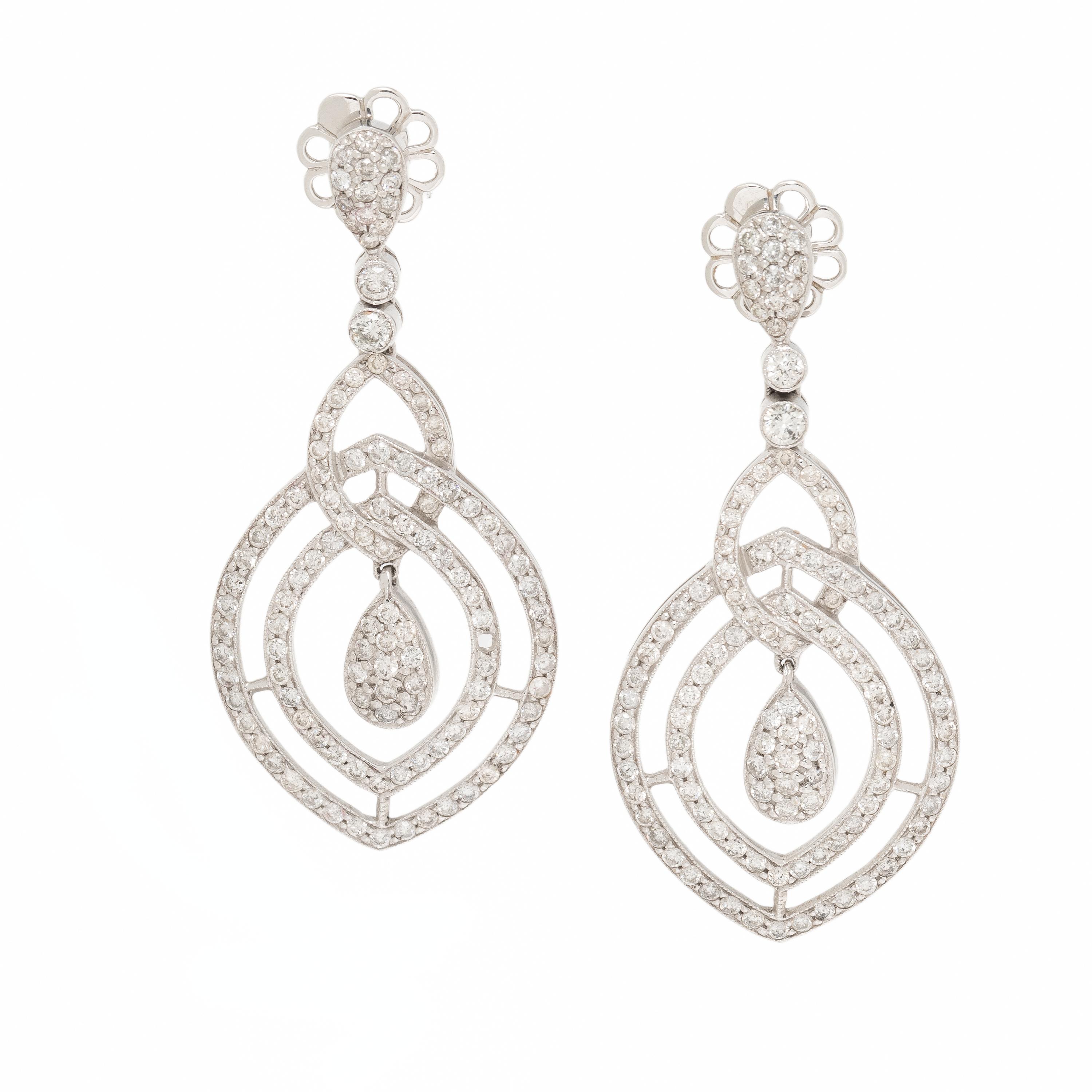 Diamond and White Gold Pendant Earrings