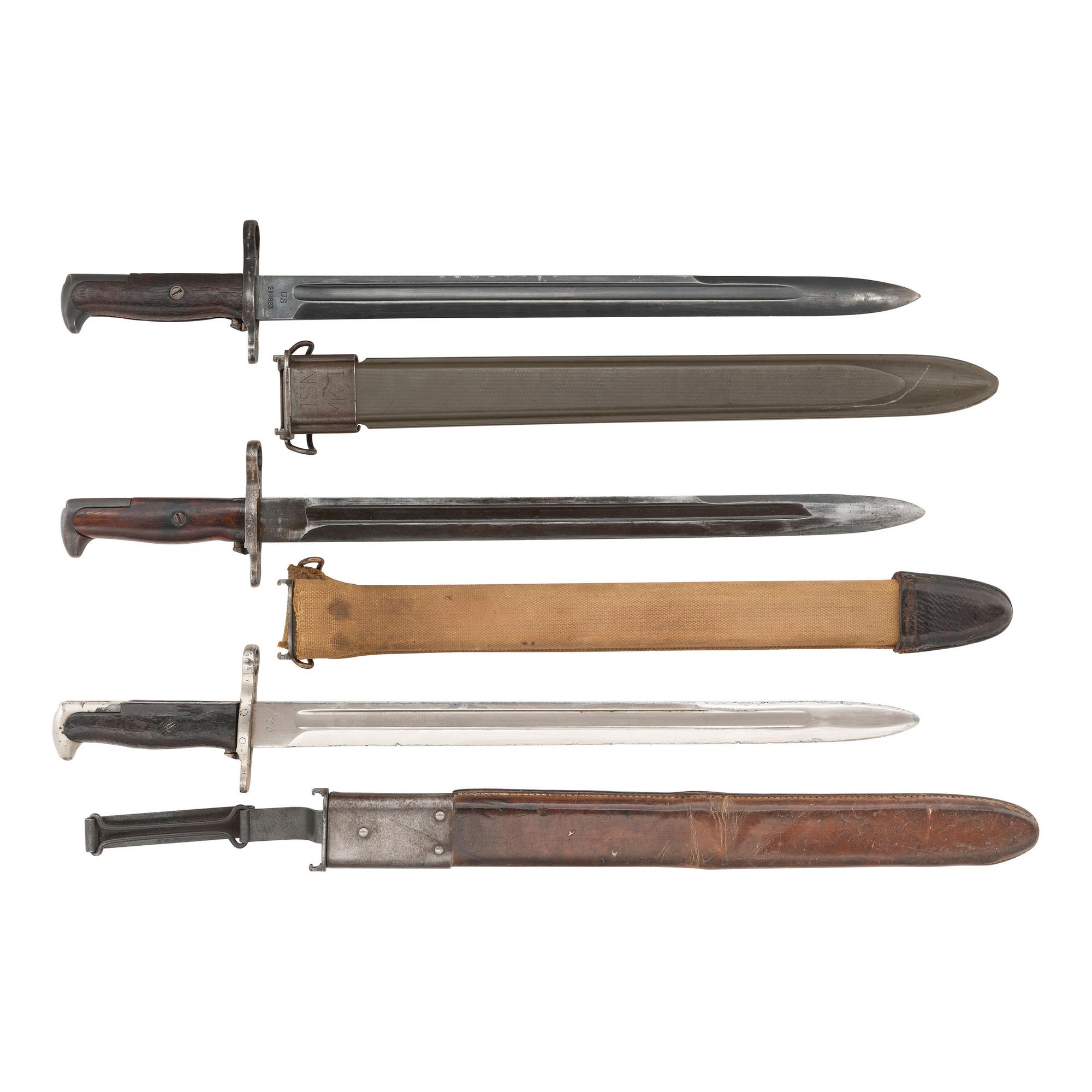 3 US Model 1905 Bayonets & Scabbard