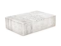 A Russian Silver Trompe l'Oeil Cigar Box