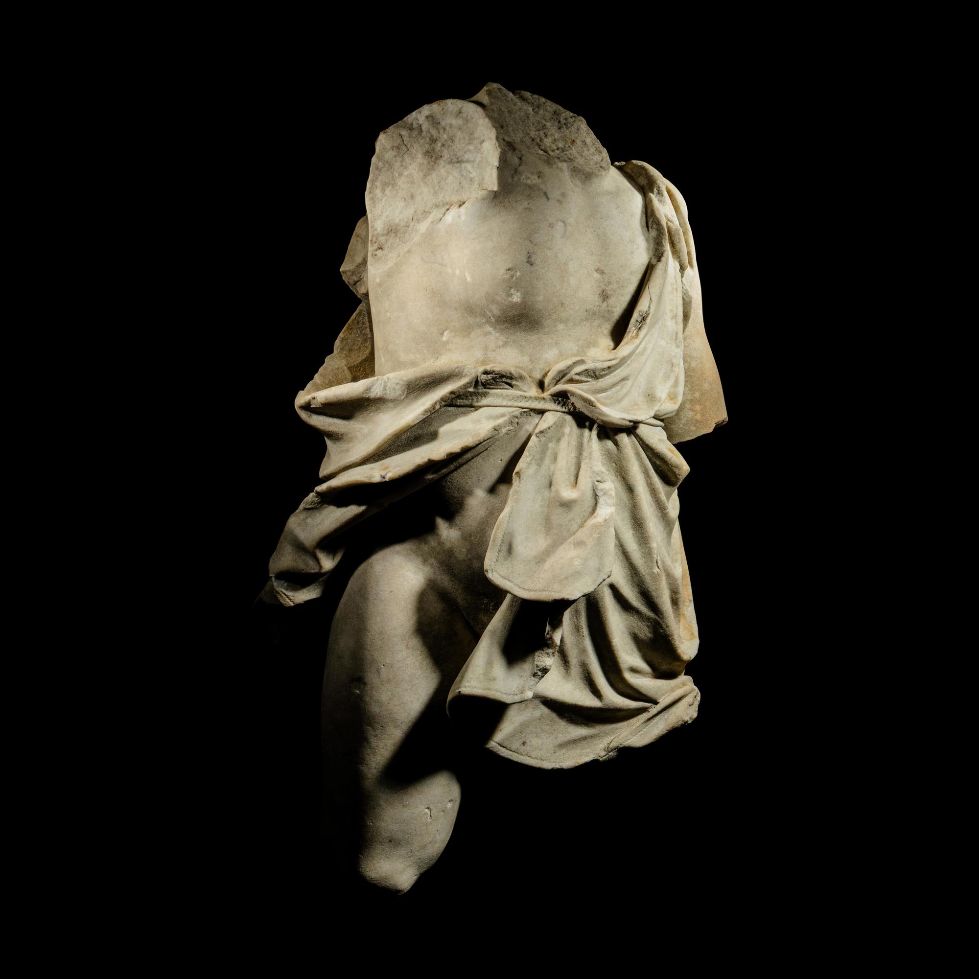 A Roman Style Marble Body of a Youth with Flowing Robe