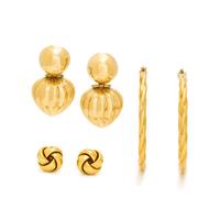 COLLECTION OF YELLOW GOLD EARRINGS