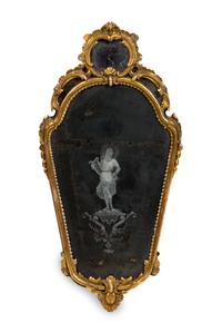 A Venetian Giltwood Mirror Height 35 x width 18 inches. — 19TH CENTURY