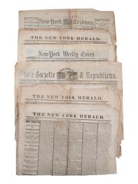[LINCOLNIANA]. New York and New Jersey newspapers reporting on Lincoln's assassination. April 1865.