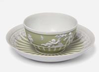 A Wedgwood Green Dip Jasperware Tea Bowl and Saucer, UK, late 19th century