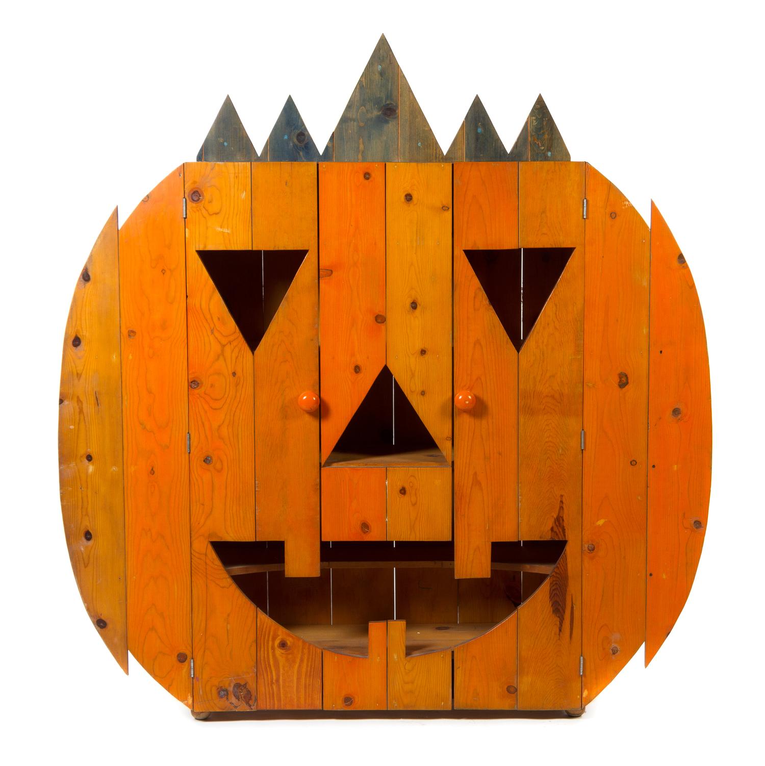 An American Stained Pine Pumpkin Cabinet Height 75 1/4 inches. — DENNIS OPPENHEIM, 1989