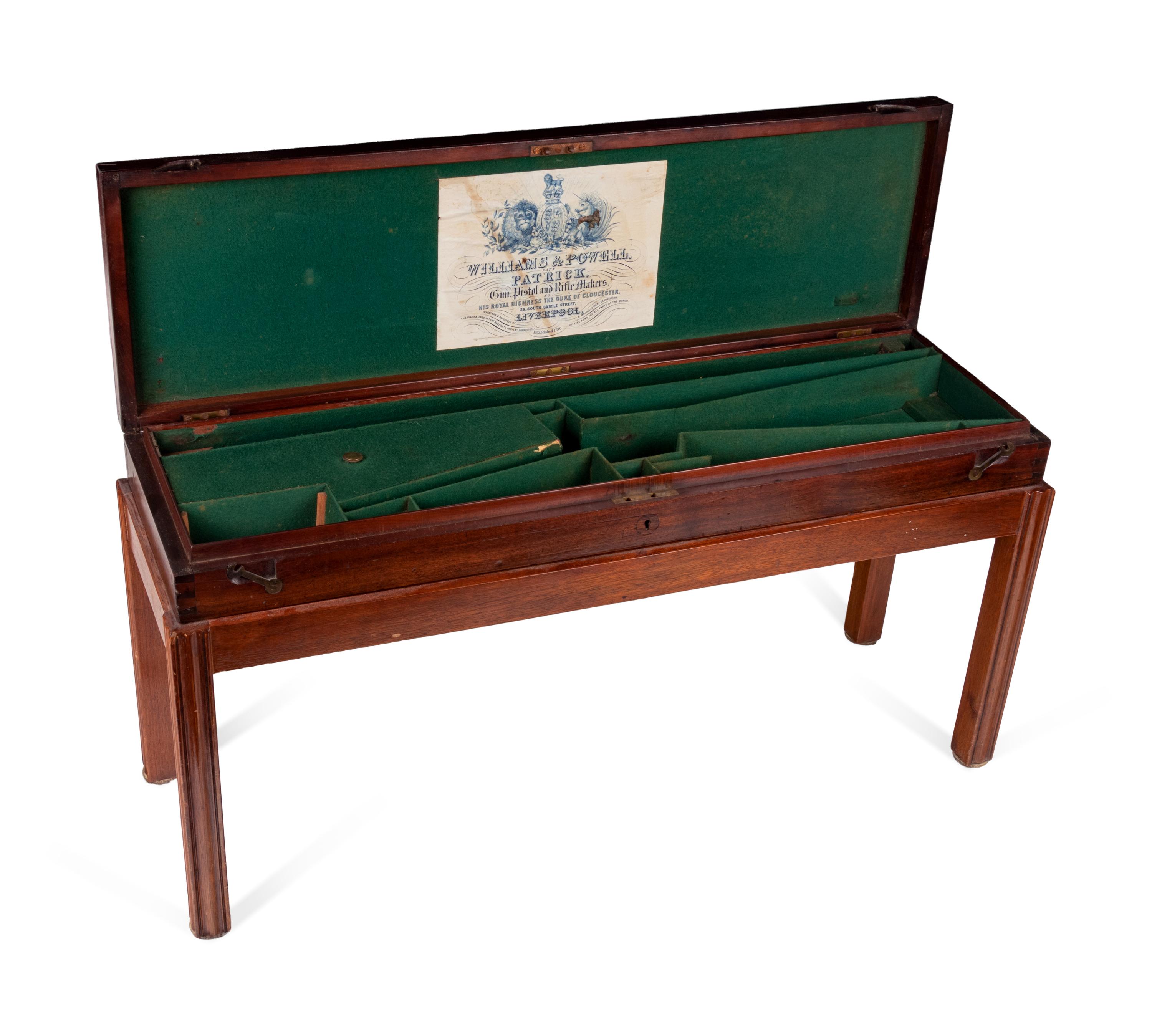 A George III Style Mahogany Gun Case on a Later Stand