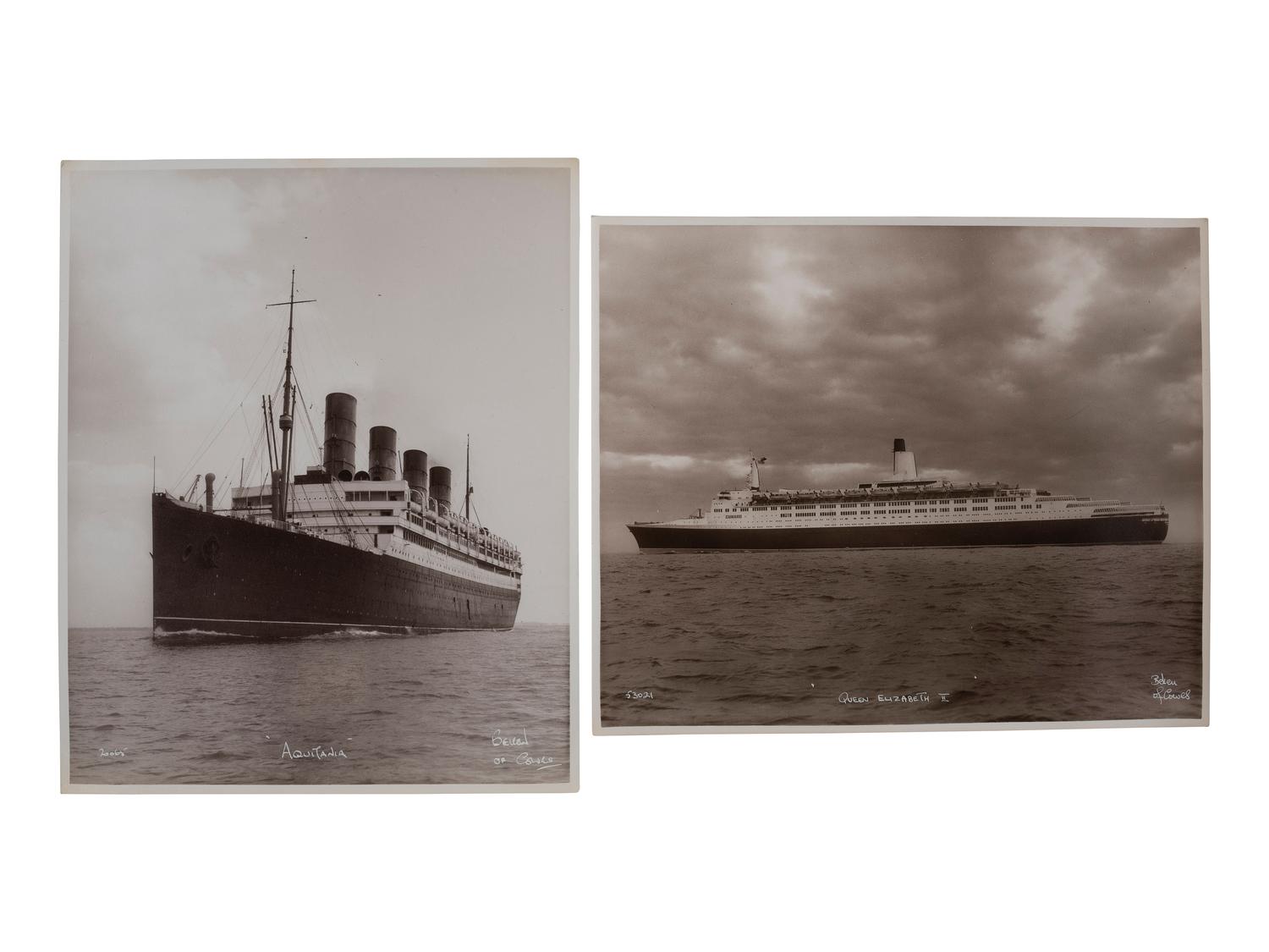 [TRANSPORTATION]. A group of 27 photographs of ocean liners including the RMS Titanic and HMHS Britannic. [Cowes, England]: Beken of Cowes, ca last half of the 20th century.