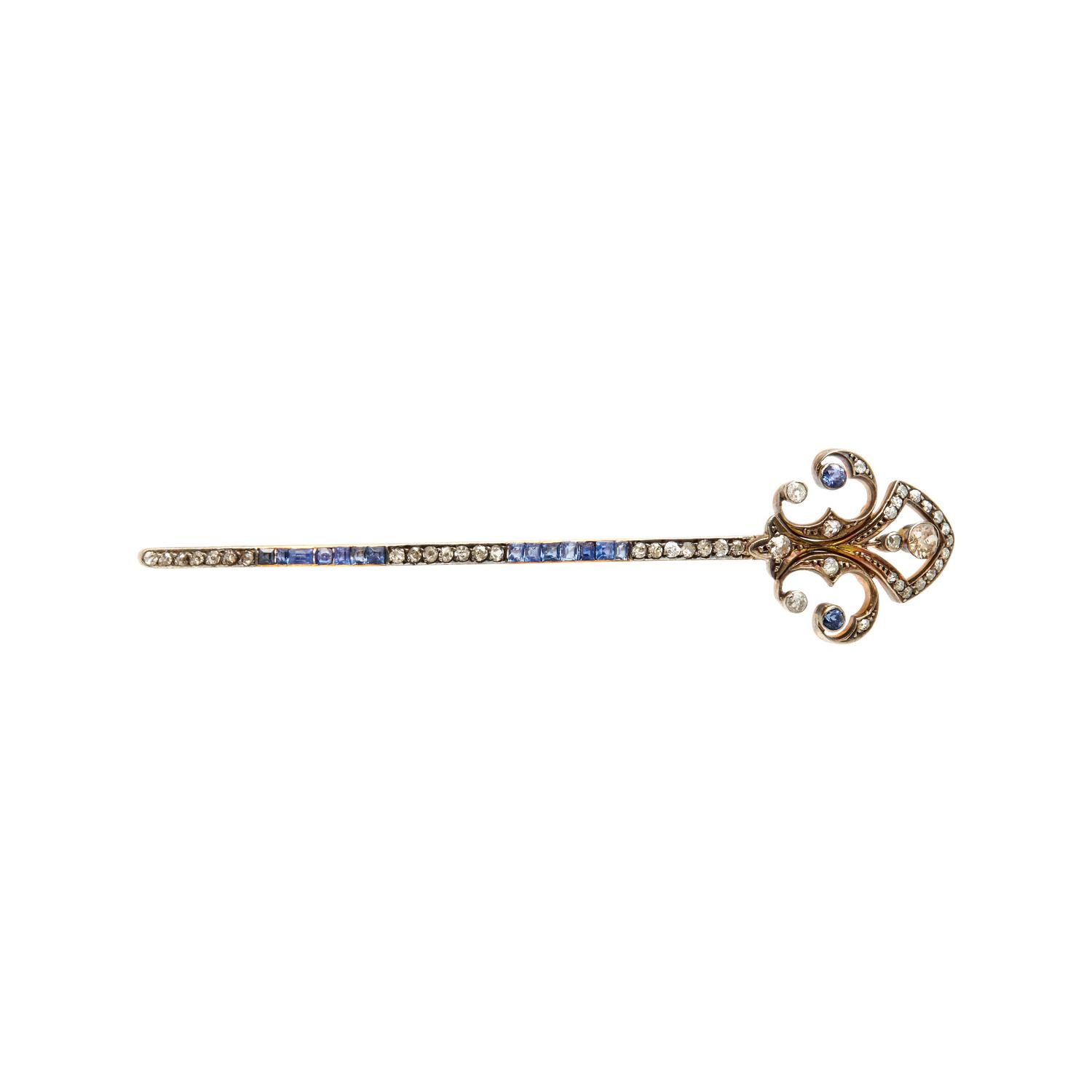COLLECTION OF YELLOW GOLD AND GEMSTONE PINS
