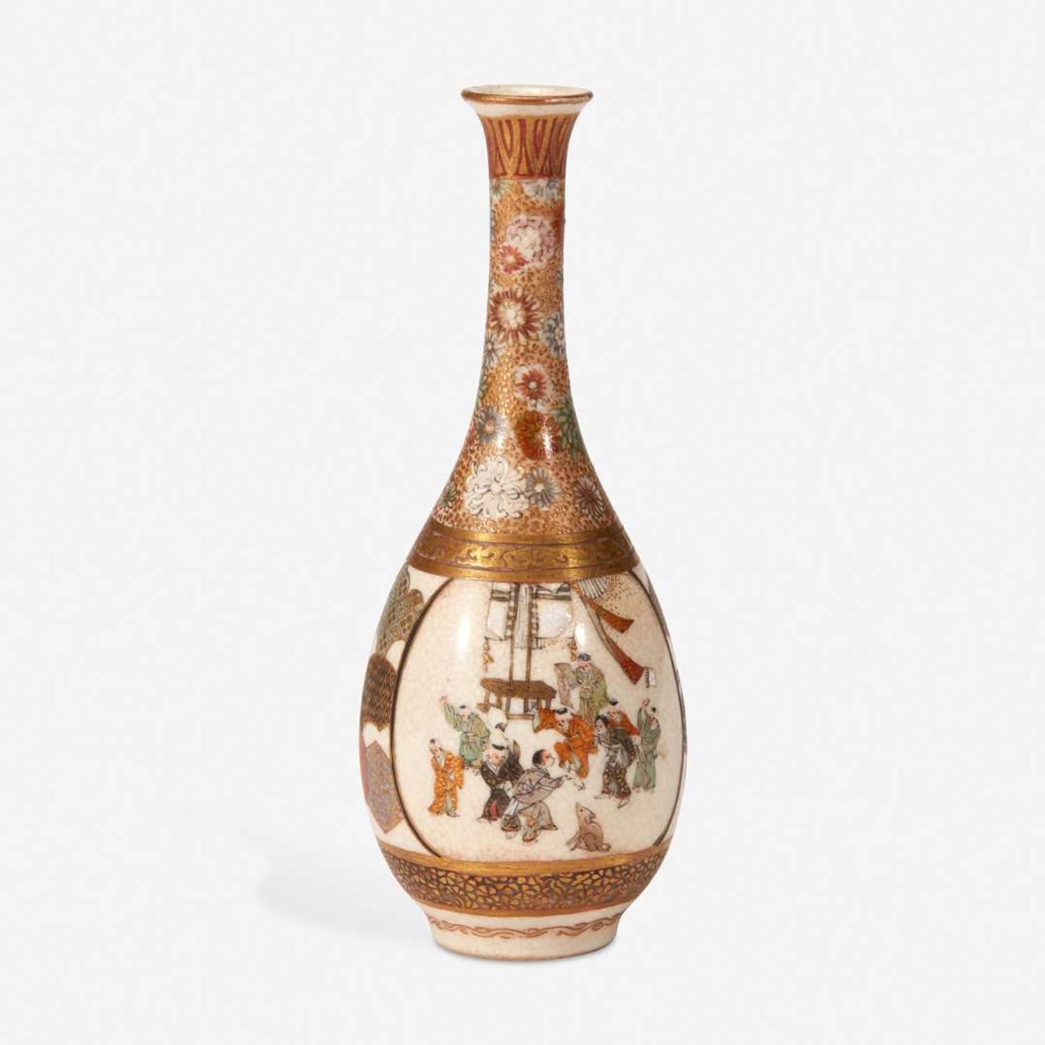 A small Japanese enameled Satsuma-type pottery cabinet vase Meiji period, late 19th century